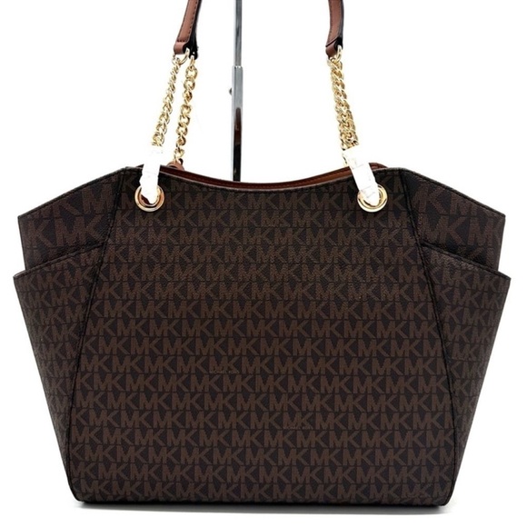 Michael Kors Large Jet Set Travel Chain Shoulder Bag Brown - Picture 7 of 12